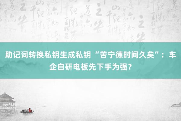 助记词转换私钥生成私钥 “苦宁德时间久矣”：车企自研电板先下手为强？